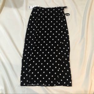 Urban Outfitters Black polka dot midi wrap skirt